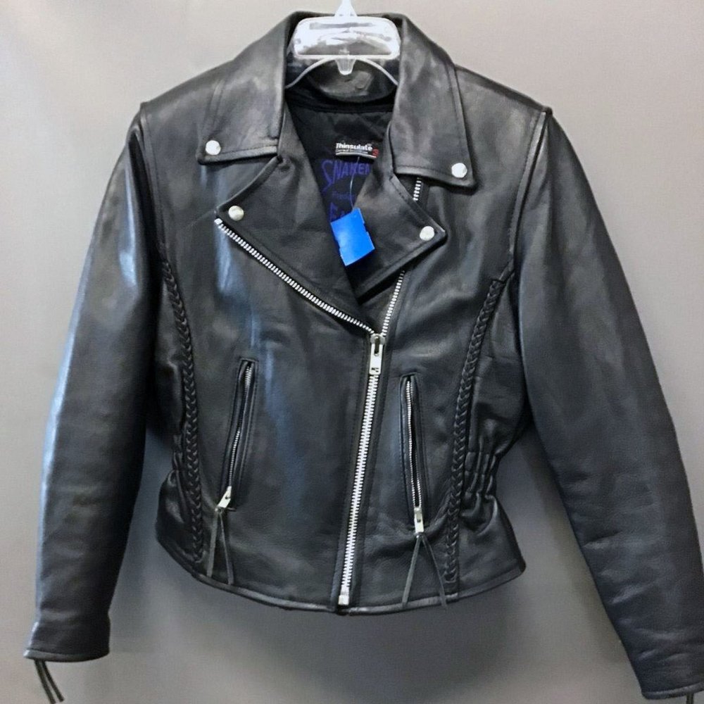 Vintage Genuine leather Motorcycle Jacket, Women's #M Thinsulate heavy duty